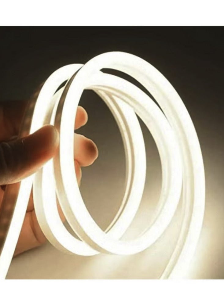 Yuwell شريط ضوء نيون LED بجودة ممتازة 5م مقاوم للماء AC220V 2835 SMD للإضاءة المنزلية والمطبخ والسرير والديكور الخارجي المرن باللون الأبيض الدافئ - Image 1